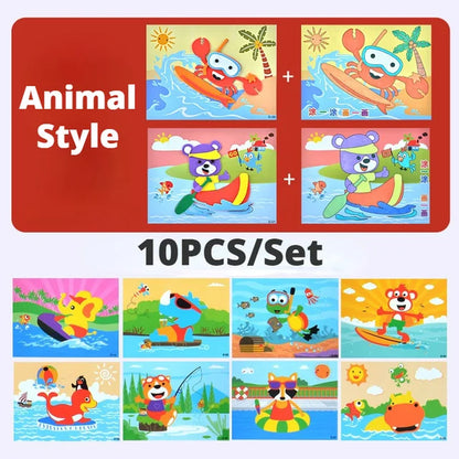 10Pcs Kids 3D EVA Foam Stickers Cartoon Dinosaur Animal Puzzle Game DIY Art Craft Drawing Toy Educational Toys for Children Gift