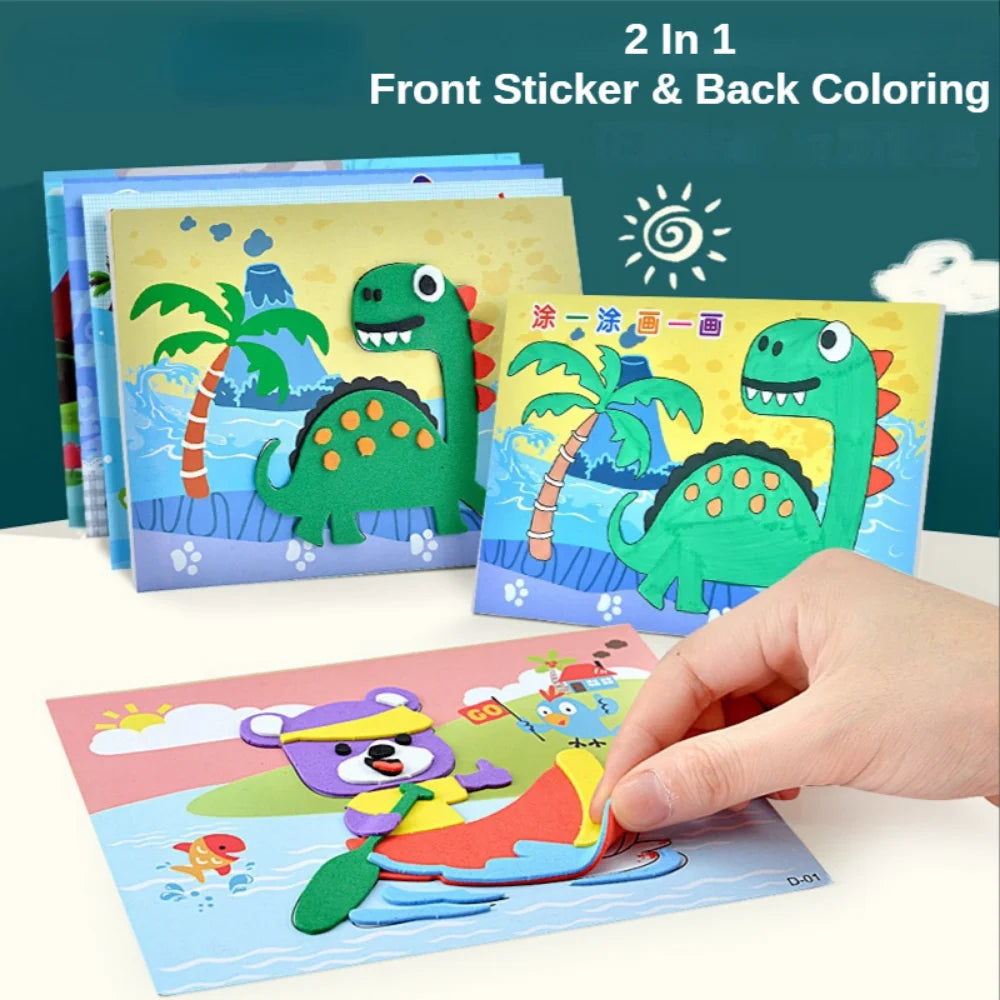 10Pcs Kids 3D EVA Foam Stickers Cartoon Dinosaur Animal Puzzle Game DIY Art Craft Drawing Toy Educational Toys for Children Gift