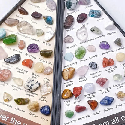 36Pcs/Set Rock Mineral Collection Geology Gem Kit Natural Gemstone Crystal Sets Geology Educational Kit for Holiday Kids Gifts