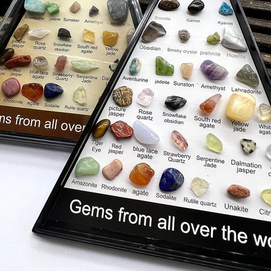 36Pcs/Set Rock Mineral Collection Geology Gem Kit Natural Gemstone Crystal Sets Geology Educational Kit for Holiday Kids Gifts