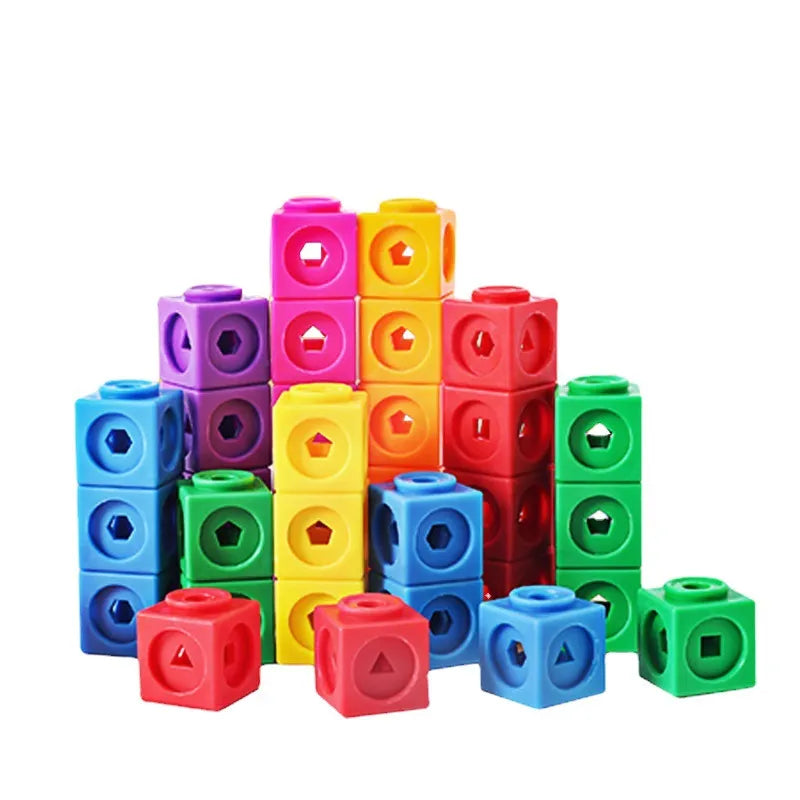 Montessori Math Toys 10 Colors Rainbow Link Cubes Snap Blocks Stacking Game Educational Learning Toys for Children Diy 3D Puzzle