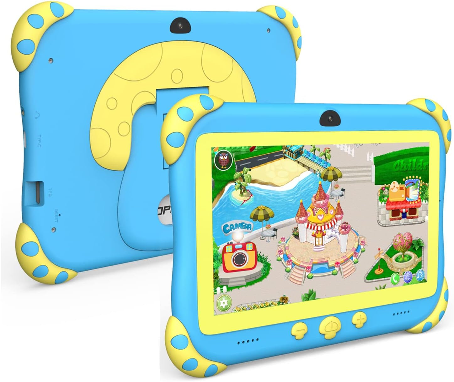 Kids Tablet for Kids Android Tablet for Toddlers Tablet, 7 Inch Kids Learning Tablet 32GB ROM with WIFI Bluetooth Dual Camera, IPS Touch Screen, Parental Control Cute Kids Proof Case Boys Girls (Blue)